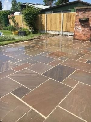 Home autumn brown sandstone paving